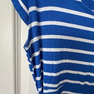 Motherhood maternity blue and white striped dress in large.